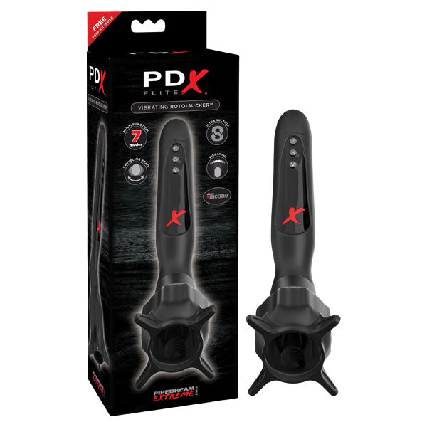 PDX Elite Vibrating Roto-Sucker - Black Vibrating Head Masturbator - Image 1