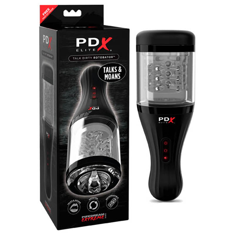 Pipedream Extreme Toyz Elite Talk Dirty Rotobator - USB Rechargeable Powered Masturbator with Sound Effects - Image 1