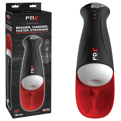 PDX Elite Fap-O-Matic Pro XL - White/Red - White Auto Stroker