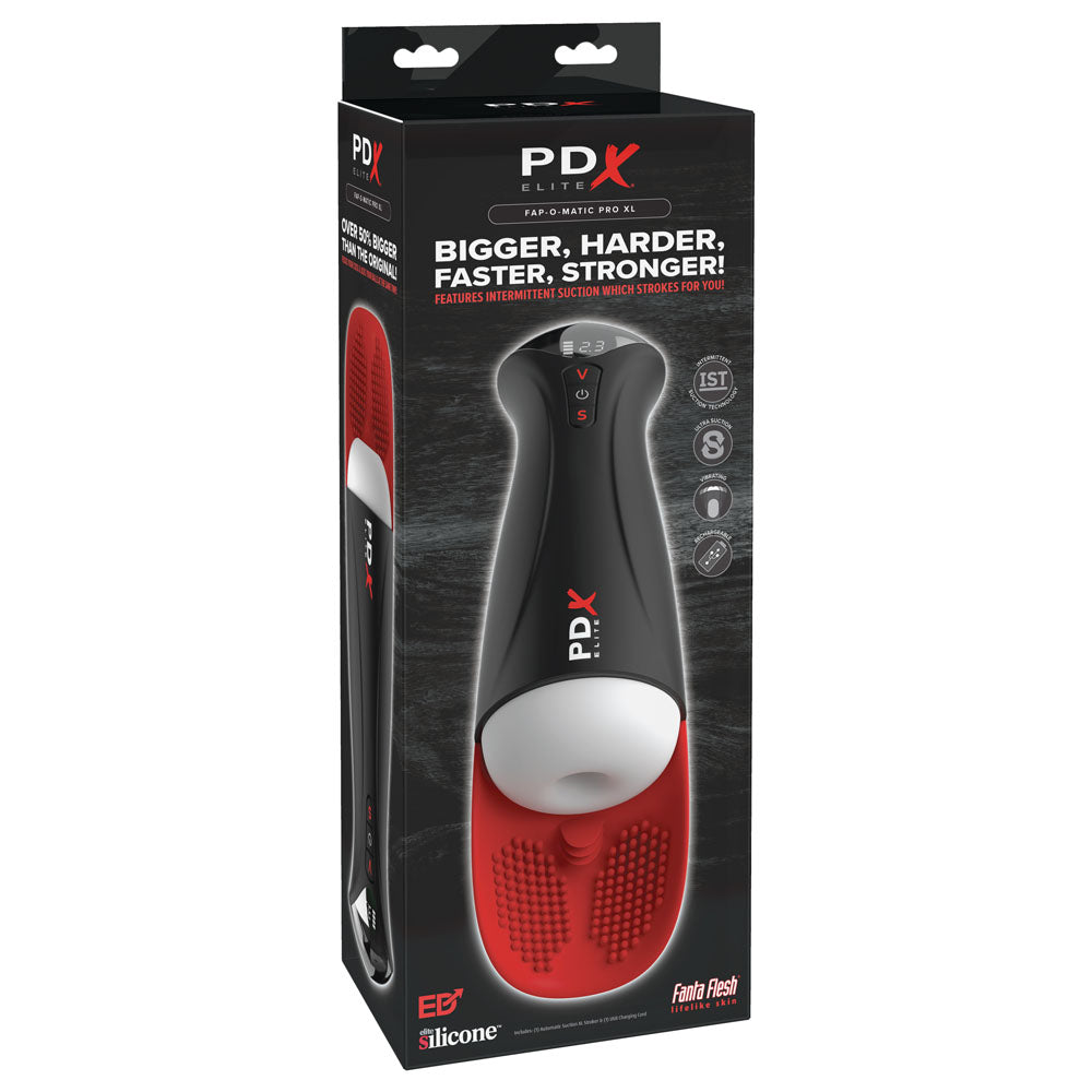 PDX Elite Fap-O-Matic Pro XL - White/Red - White Auto Stroker
