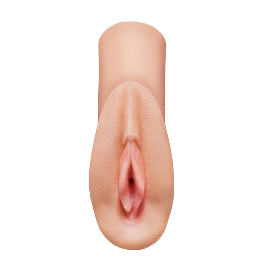 PDX PLUS Perfect Pussy Heaven Stroker. Full view of the flesh stroker on a white background, wider framing.