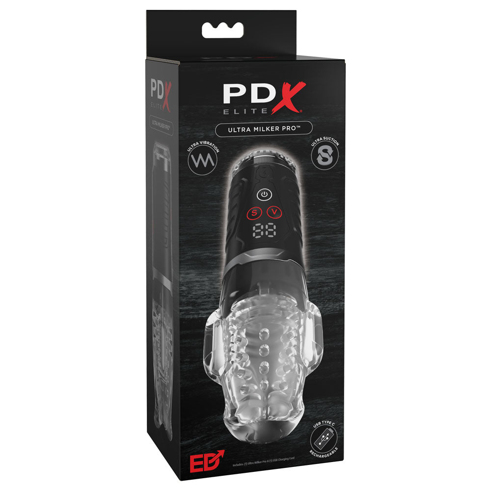 PDX Elite Ultra Milker Pro - Clear Vibrating & Sucking Auto Stroker