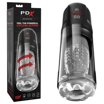PDX Elite Mega-Bator Pro - Clear Vibrating & Spinning Auto Stroker