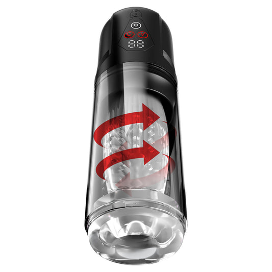 PDX Elite Mega-Bator Pro - Clear Vibrating & Spinning Auto Stroker