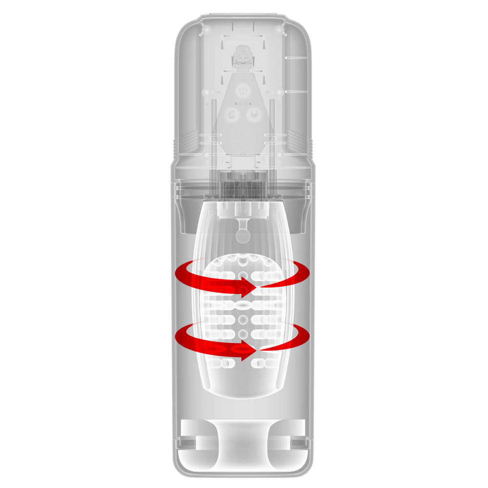 PDX Elite Mega-Bator Pro - Clear Vibrating & Spinning Auto Stroker