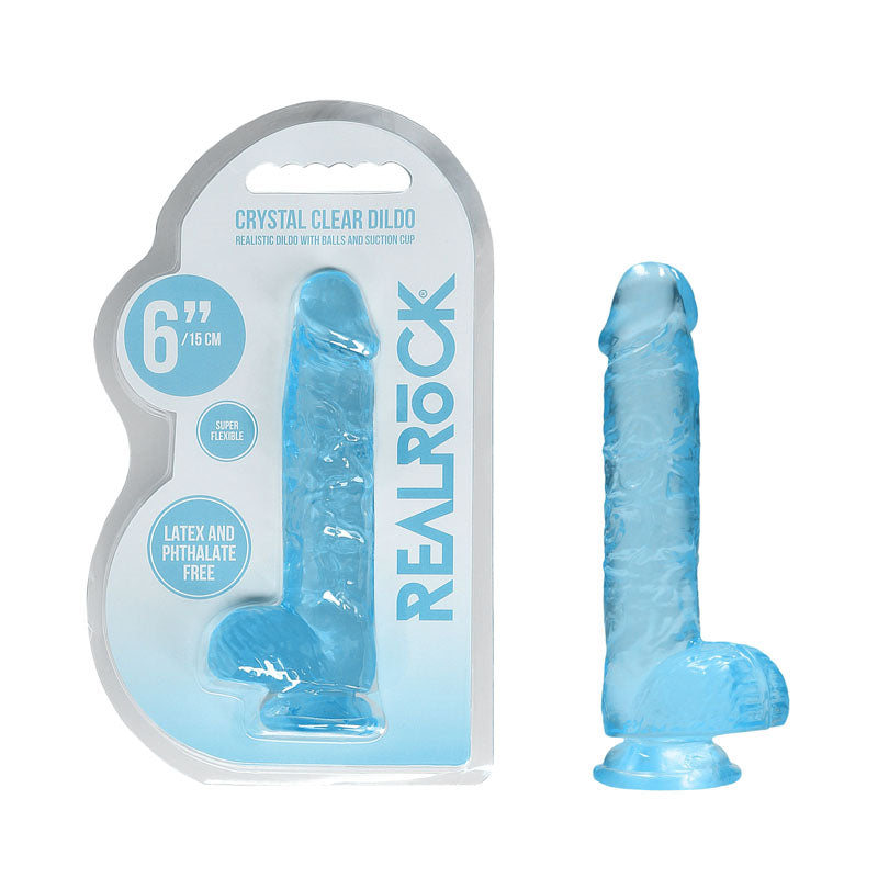 REALROCK 6'' Realistic Dildo With Balls 15.2 cm Dong - Blue