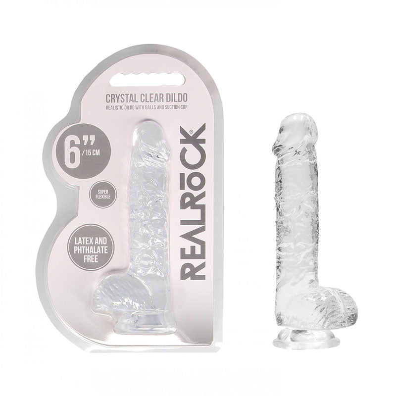 REALROCK 6'' Realistic Dildo With Balls 15.2 cm Dong - Clear