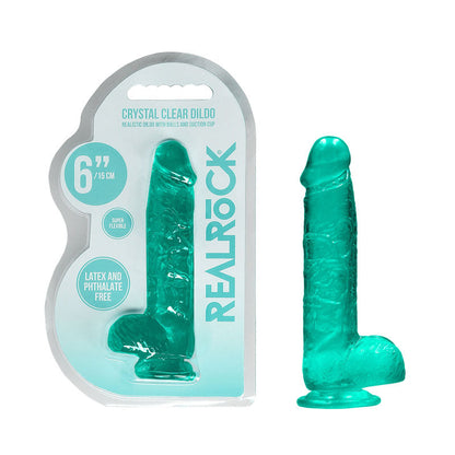 REALROCK 6'' Realistic Dildo With Balls 15.2 cm Dong - Turquoise