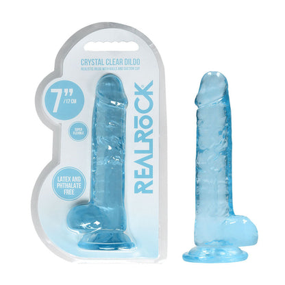 REALROCK 7'' Realistic Dildo With Balls 17.8 cm Dong - Blue