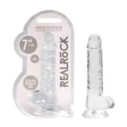 REALROCK 7'' Realistic Dildo With Balls 17.8 cm Dong - Clear