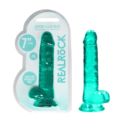 REALROCK 7'' Realistic Dildo With Balls 17.8 cm Dong - Turquoise