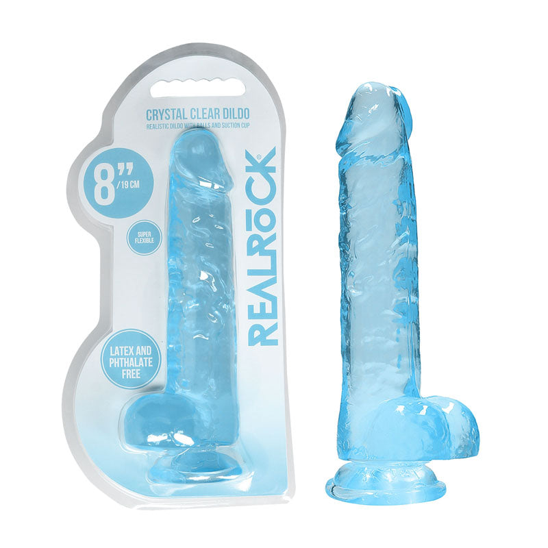 REALROCK 8'' Realistic Dildo With Balls 20.3 cm Dong - Blue
