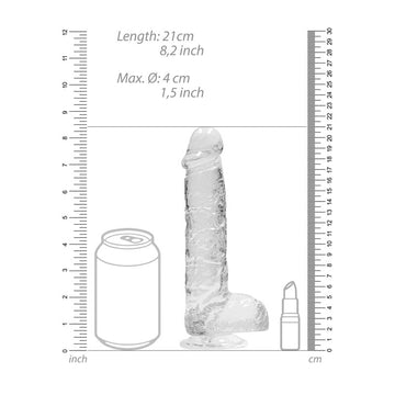 REALROCK 8'' Realistic Dildo With Balls - Clear 20.3 cm Dong