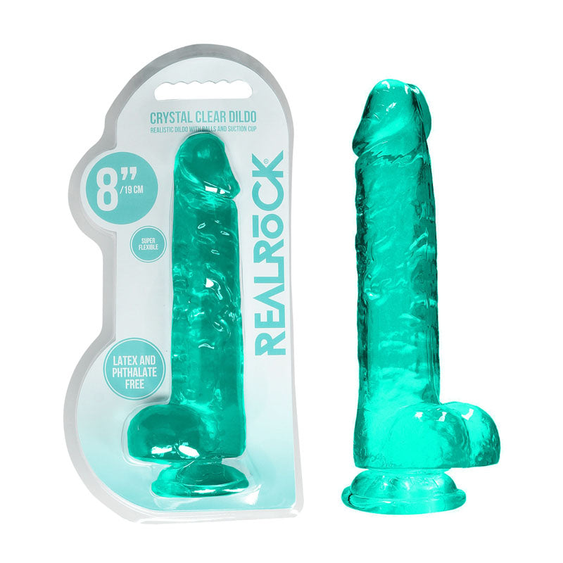 REALROCK 8'' Realistic Dildo With Balls 20.3 cm Dong - Turquoise