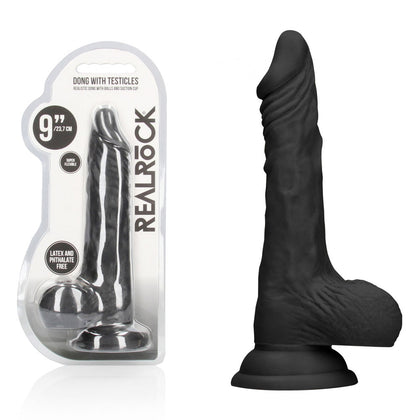 REALROCK 9'' Realistic Dong with Balls - Black - Black 22.9 cm Dong