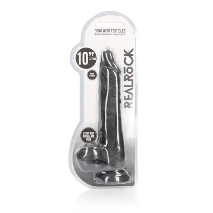 REALROCK 10'' Realistic Dong with Balls - Black 25.4 cm Dong
