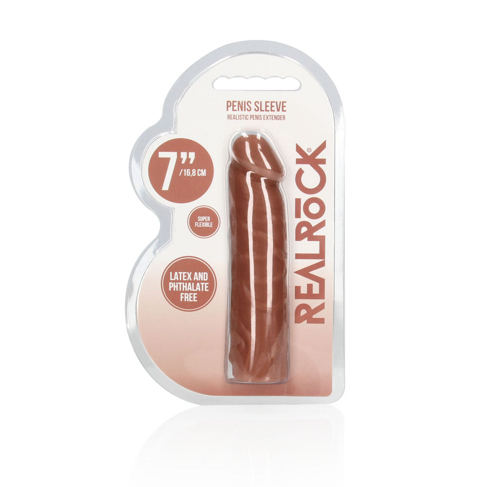 REALROCK 7'' Penis Extender - Tan 17.8 cm Penis Extension Sleeve