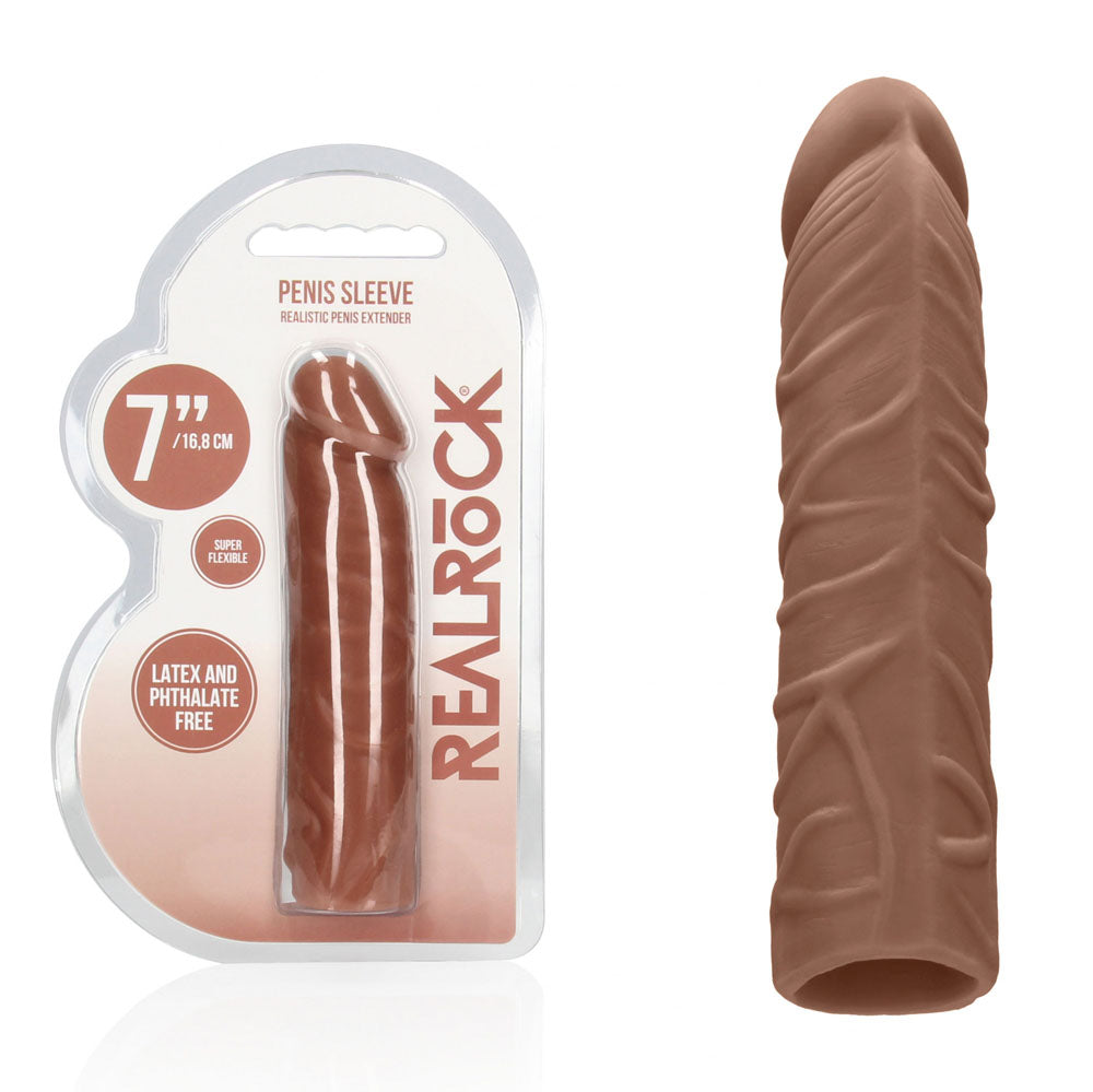 REALROCK 7'' Penis Extender 17.8 cm Penis Extension Sleeve - Tan