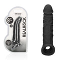 REALROCK 8'' Realistic Penis Extender with Rings - Black - Black 20.3 cm Penis Extension Sleeve