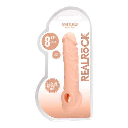 REALROCK 8'' Realistic Penis Extender with Rings 20.3 cm Penis Extension Sleeve