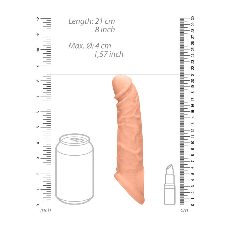 REALROCK 8'' Realistic Penis Extender with Rings 20.3 cm Penis Extension Sleeve