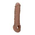 REALROCK 8'' Realistic Penis Extender with Rings - Tan - Tan 20.3 cm Penis Extension Sleeve