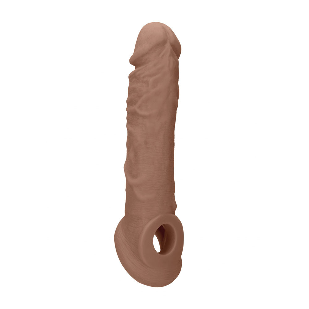 REALROCK 8'' Realistic Penis Extender with Rings - Tan 20.3 cm Penis Extension Sleeve