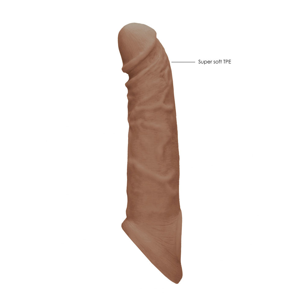 REALROCK 8'' Realistic Penis Extender with Rings - Tan 20.3 cm Penis Extension Sleeve
