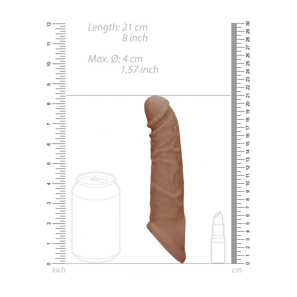 REALROCK 8'' Realistic Penis Extender with Rings - Tan 20.3 cm Penis Extension Sleeve