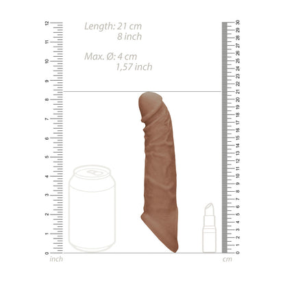 REALROCK 8'' Realistic Penis Extender with Rings - Tan 20.3 cm Penis Extension Sleeve