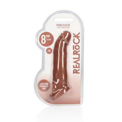 REALROCK 8'' Realistic Penis Extender with Rings - Tan 20.3 cm Penis Extension Sleeve