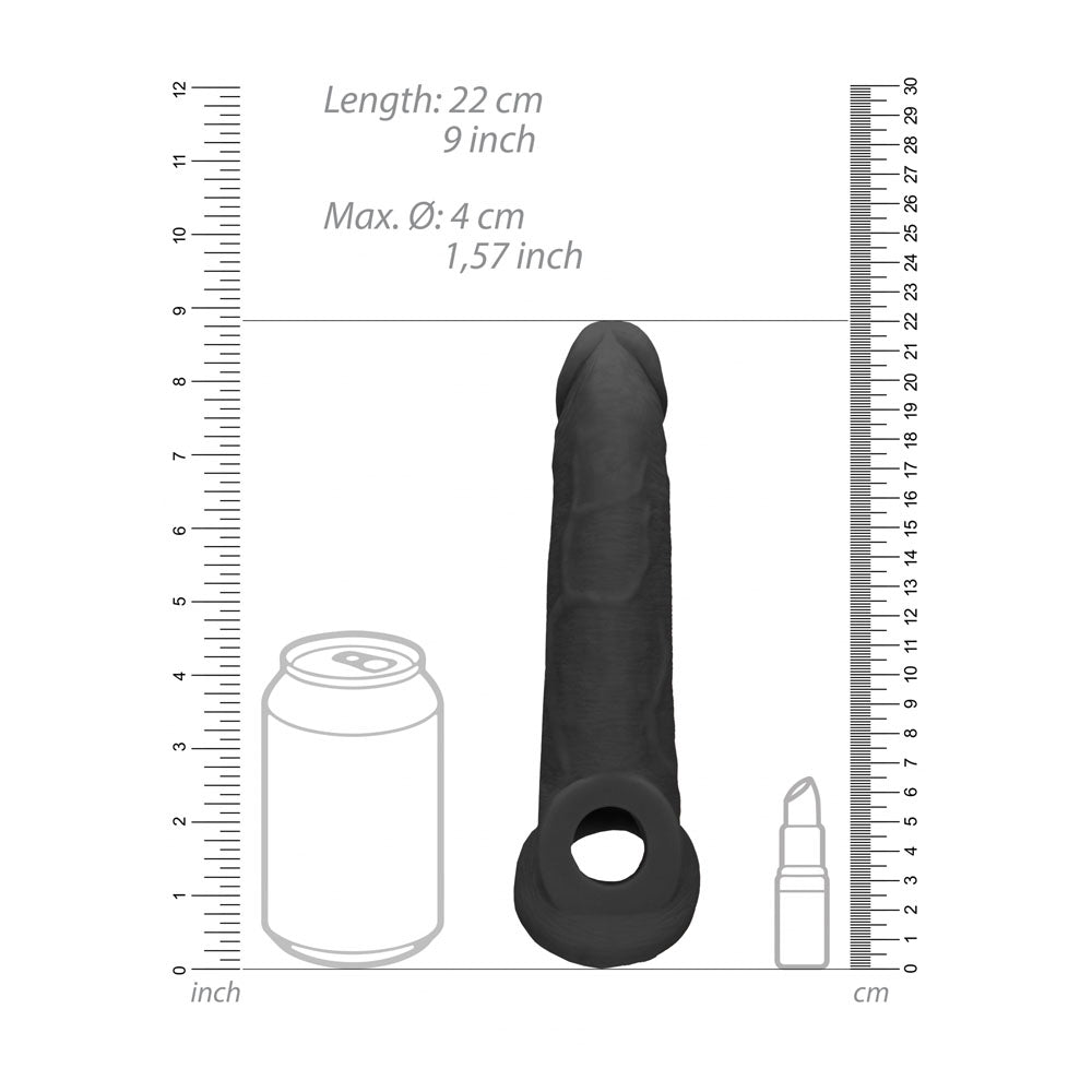 REALROCK 9'' Realistic Penis Extender with Rings 22.9 cm Penis Extension Sleeve