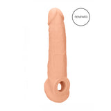 REALROCK 9'' Realistic Penis Extender with Rings - Flesh 22.9 cm Penis Extension Sleeve - Image 2