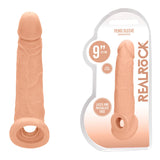 REALROCK 9'' Realistic Penis Extender with Rings - Flesh 22.9 cm Penis Extension Sleeve - Image 1