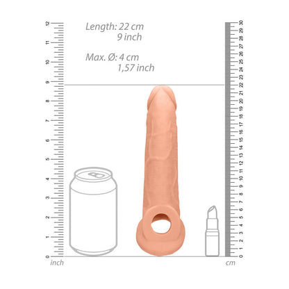 REALROCK 9'' Realistic Penis Extender with Rings 22.9 cm Penis Extension Sleeve