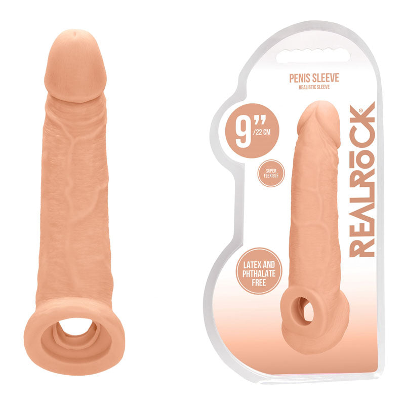 REALROCK 9'' Realistic Penis Extender with Rings 22.9 cm Penis Extension Sleeve