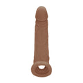 REALROCK 9'' Realistic Penis Extender with Rings - Tan - Tan 22.9 cm Penis Extension Sleeve