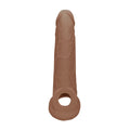 REALROCK 9'' Realistic Penis Extender with Rings - Tan - Tan 22.9 cm Penis Extension Sleeve