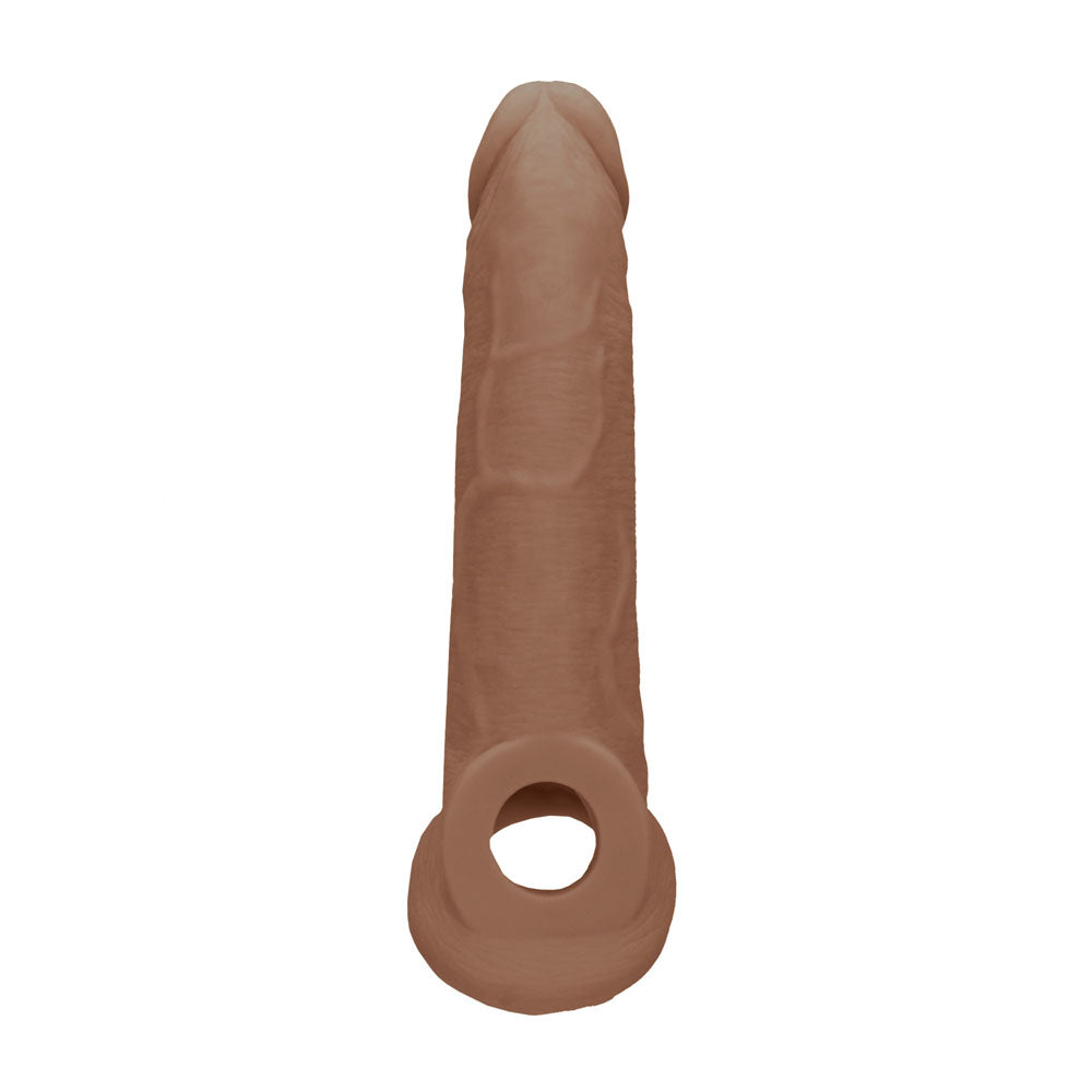 REALROCK 9'' Realistic Penis Extender with Rings - Tan 22.9 cm Penis Extension Sleeve