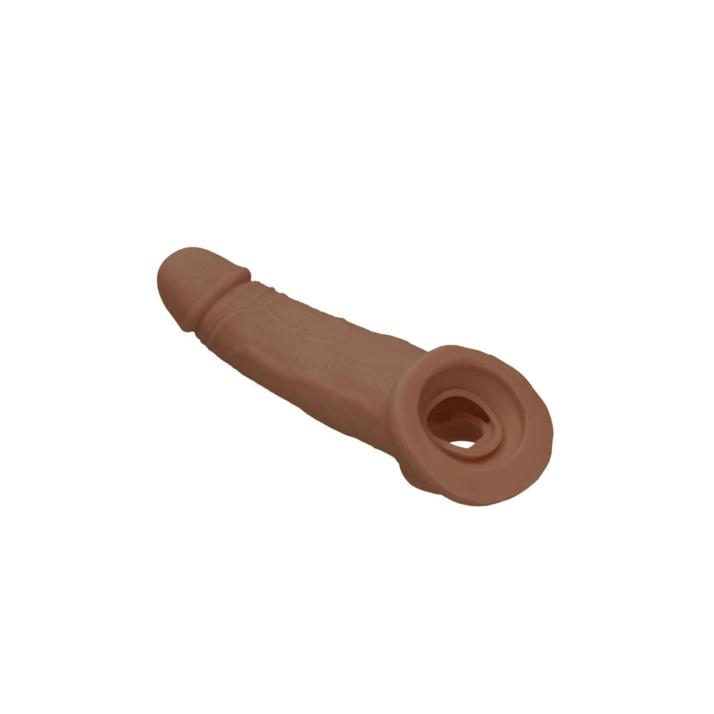 REALROCK 9'' Realistic Penis Extender with Rings - Tan 22.9 cm Penis Extension Sleeve