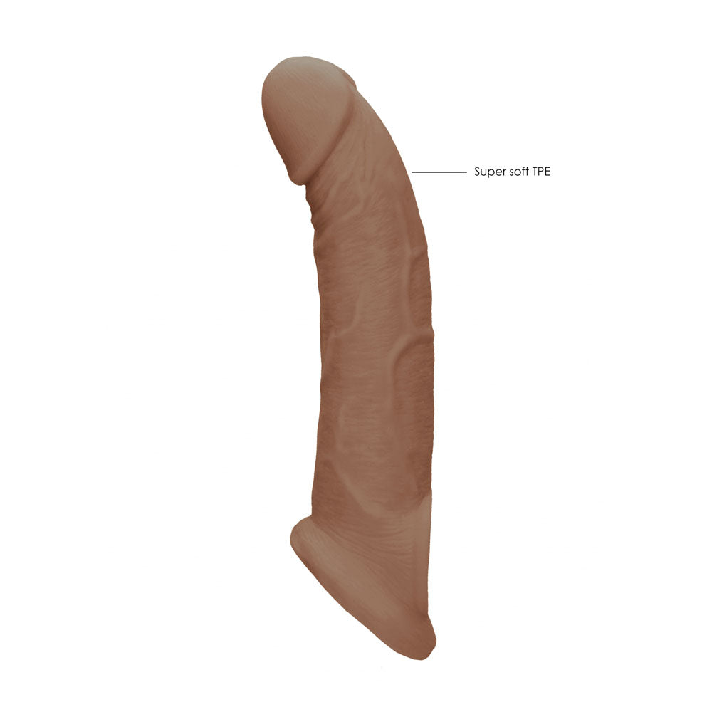 REALROCK 9'' Realistic Penis Extender with Rings - Tan 22.9 cm Penis Extension Sleeve