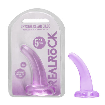 REALROCK Non Realistic Dildo With Suction Cup - 11.5 cm 11.5 cm Curved Pegging Dong - Purple