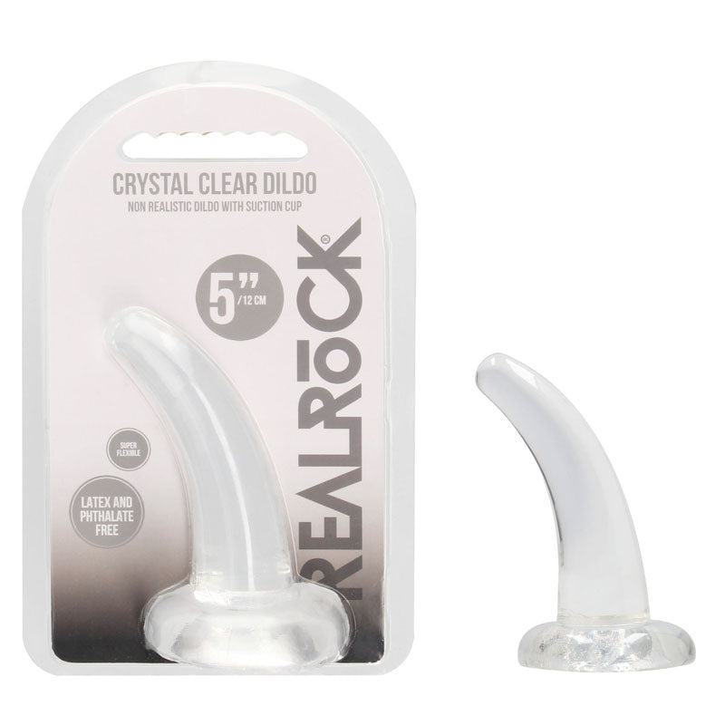 REALROCK Non Realistic Dildo With Suction Cup - 11.5 cm 11.5 cm Curved Pegging Dong - Clear