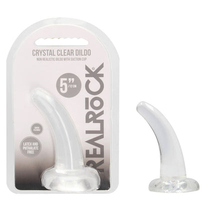 REALROCK Non Realistic Dildo With Suction Cup - 11.5 cm 11.5 cm Curved Pegging Dong - Clear
