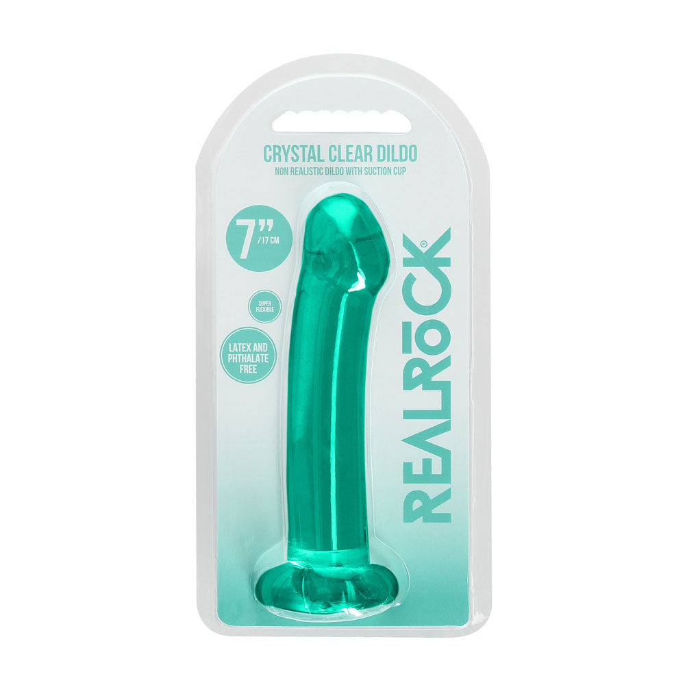 REALROCK Non Realistic Dildo With Suction Cup - 17 cm - Turquoise 17 cm Dong