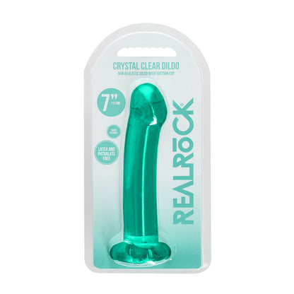 REALROCK Non Realistic Dildo With Suction Cup - 17 cm - Turquoise 17 cm Dong