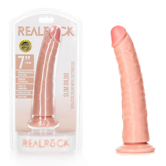 REALROCK Realistic Slim Dildo with Suction Cup - 18cm 18 cm (7'') Dong