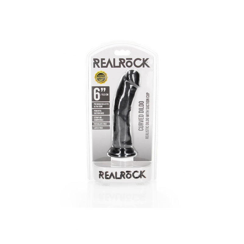 REALROCK Realistic Regular Curved Dildo with Suction Cup - 15.5 cm 15.5 cm (6'') Dong