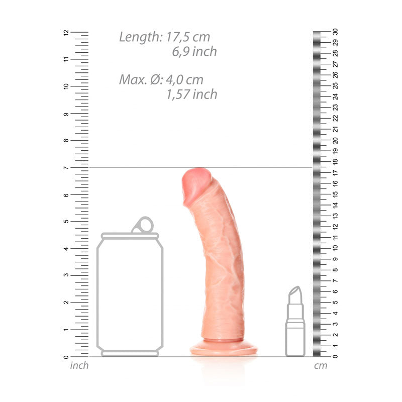 REALROCK Realistic Regular Curved Dildo with Suction Cup - 15.5 cm 15.5 cm (6'') Dong