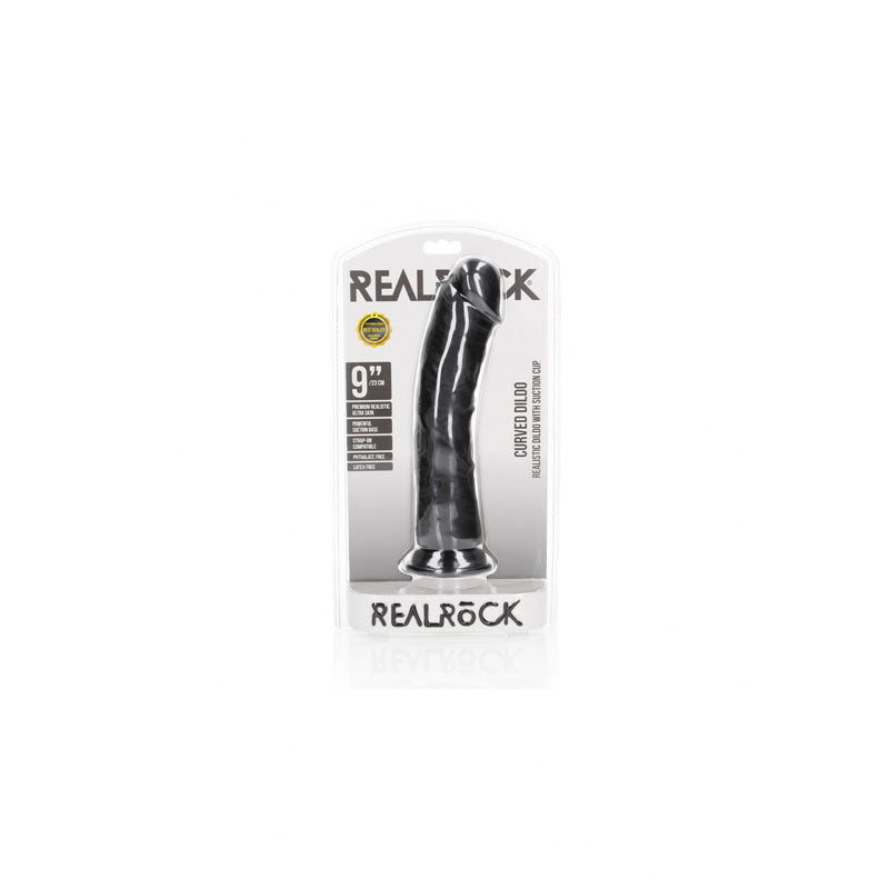 REALROCK Realistic Regular Curved Dildo with Suction Cup - 23 cm 23 cm (9'') Dong